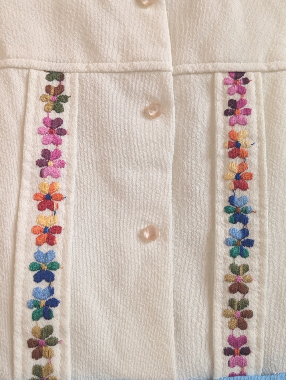 Vtg 3T Dress Girls Drop Waist 70s Boho Embroidered - Picture 2 of 5